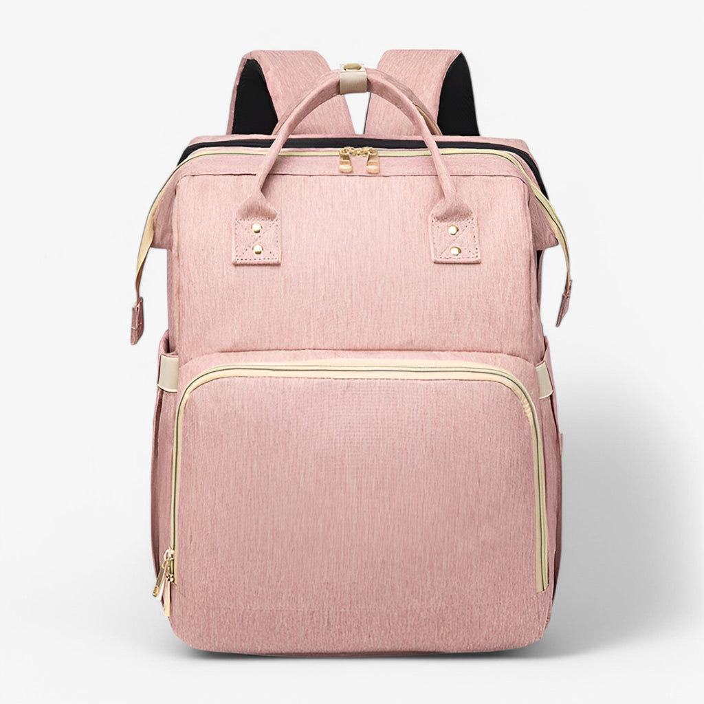 Diaper Backpack with Foldable Travel Bed and Storage Compartments