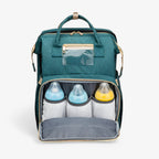 Diaper Backpack with Foldable Travel Bed and Storage Compartments