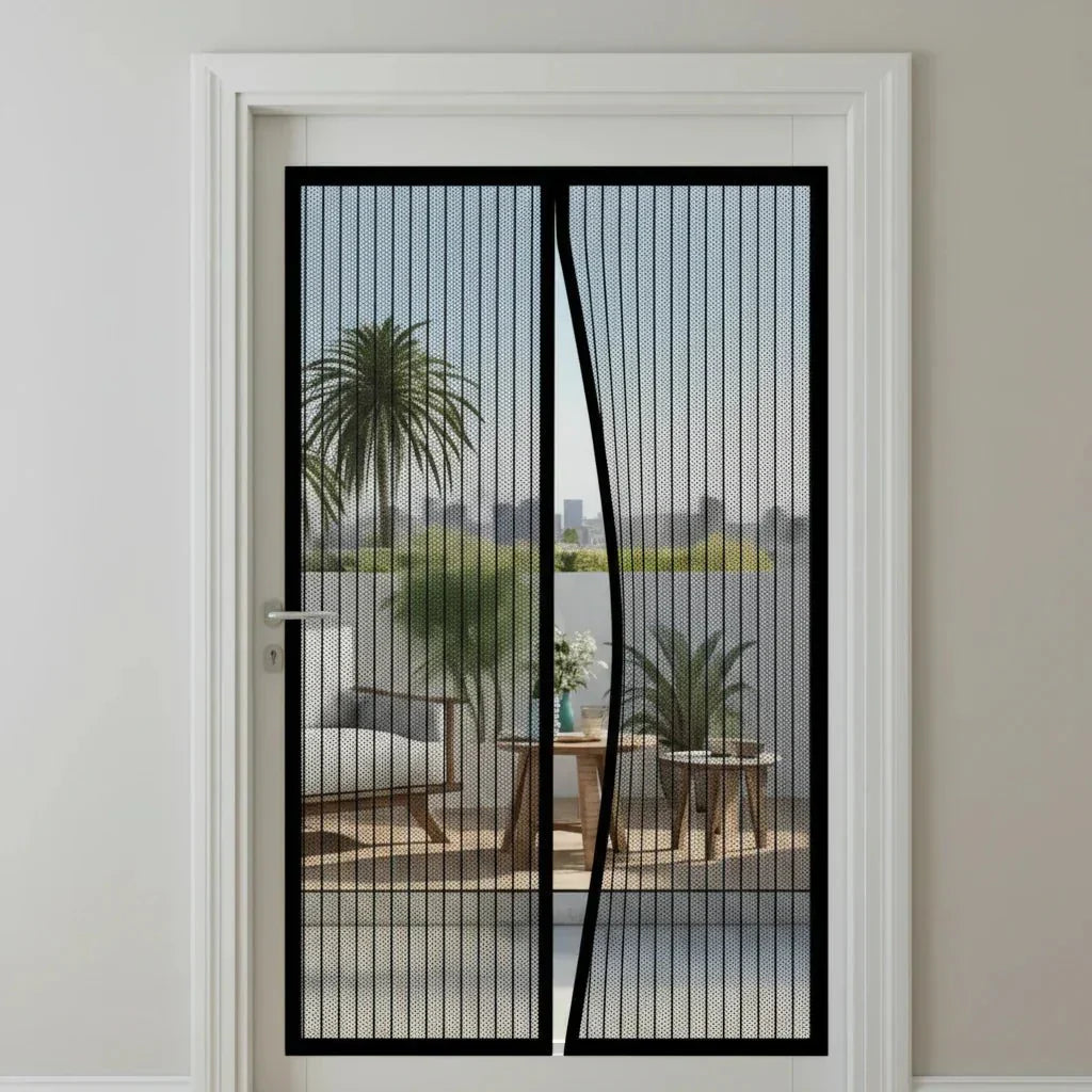 Magnetic Door Screen Curtain with Automatic Closure and Mesh Insect Screen