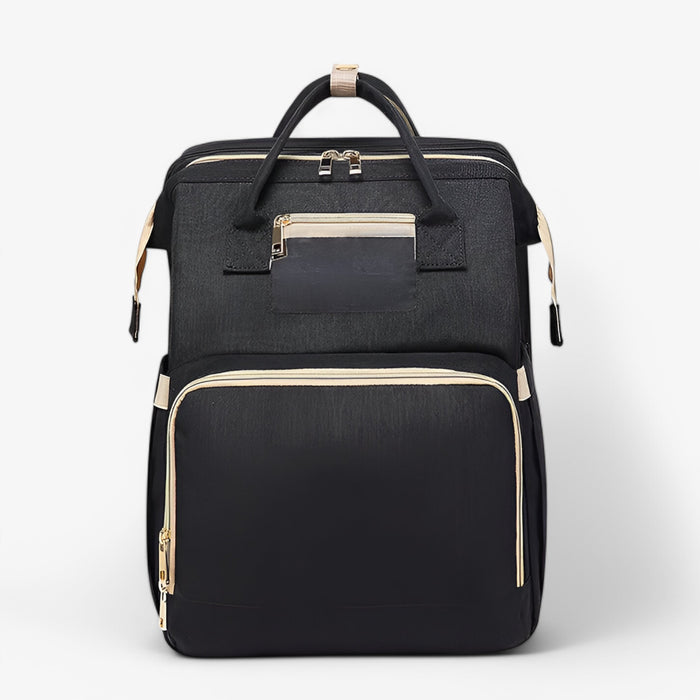 Diaper Backpack with Foldable Travel Bed and Storage Compartments