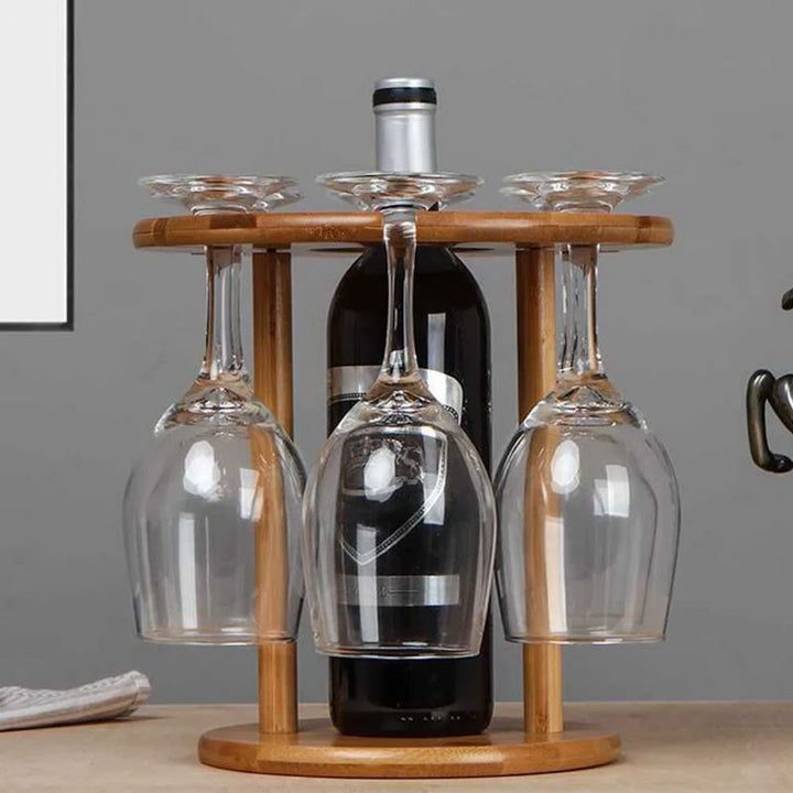 Bamboo Wine Display Stand Glass Bottle Holder
