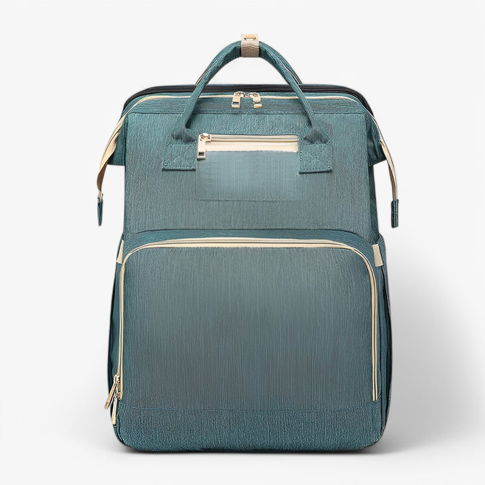 Diaper Backpack with Foldable Travel Bed and Storage Compartments