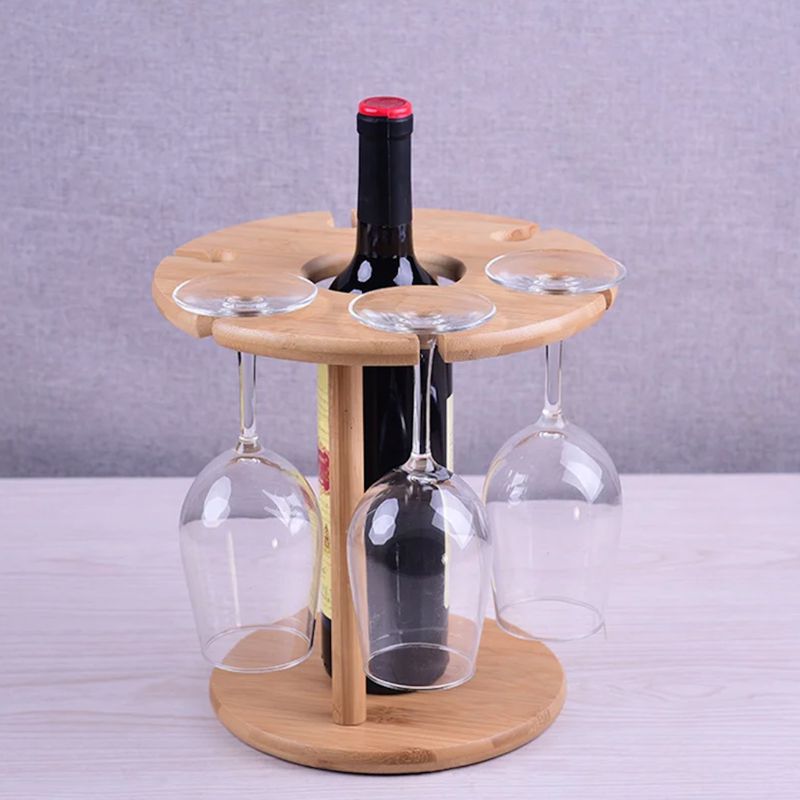 Bamboo Wine Display Stand Glass Bottle Holder