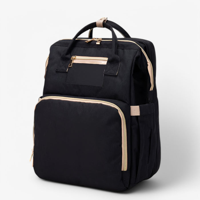 Diaper Backpack with Foldable Travel Bed and Storage Compartments