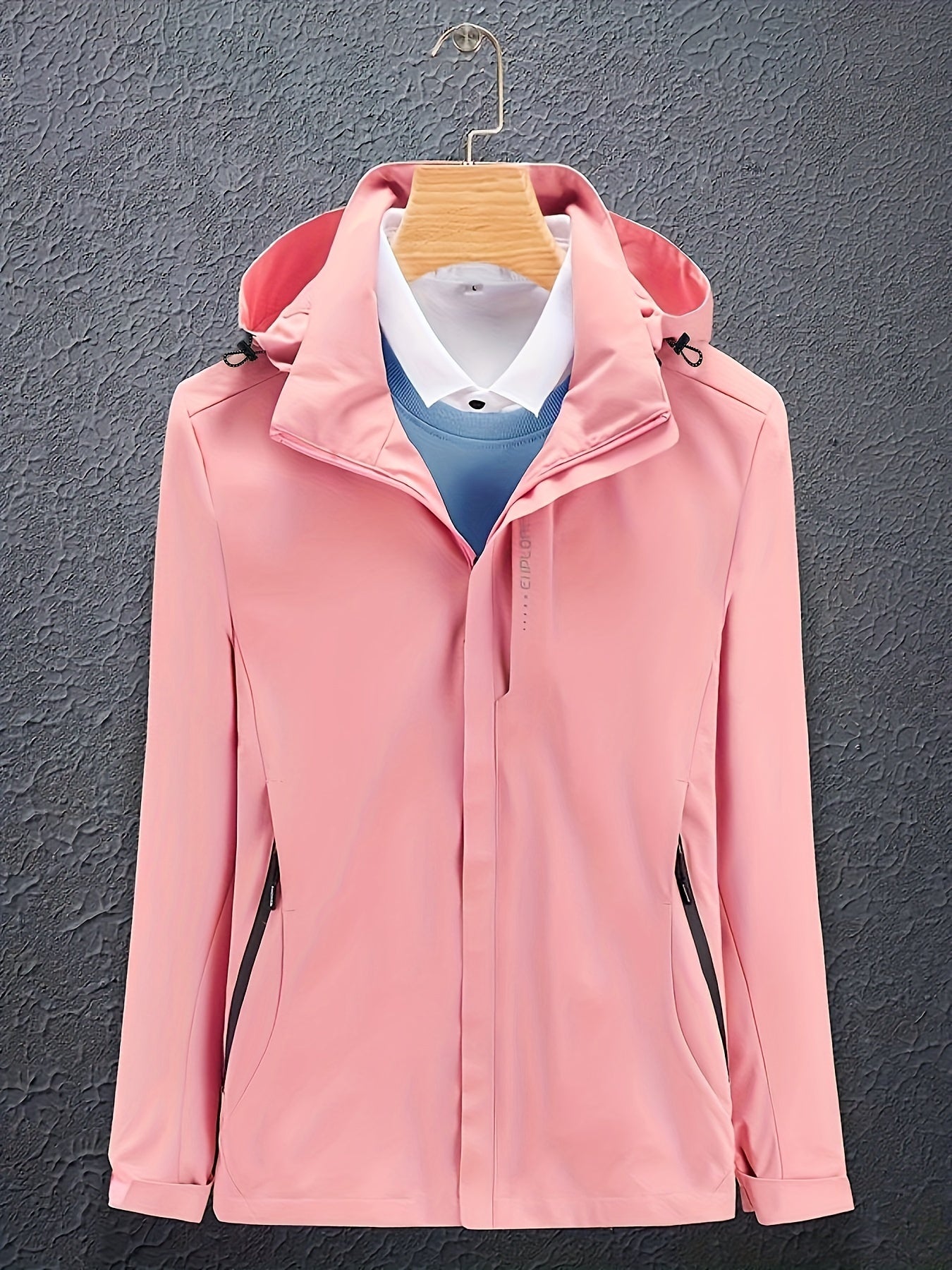 Women’s Hooded Windbreaker Jacket Lightweight Zip-Up Outdoor Coat