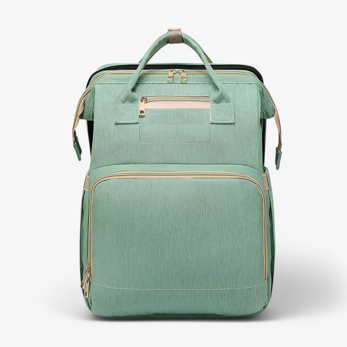 Diaper Backpack with Foldable Travel Bed and Storage Compartments
