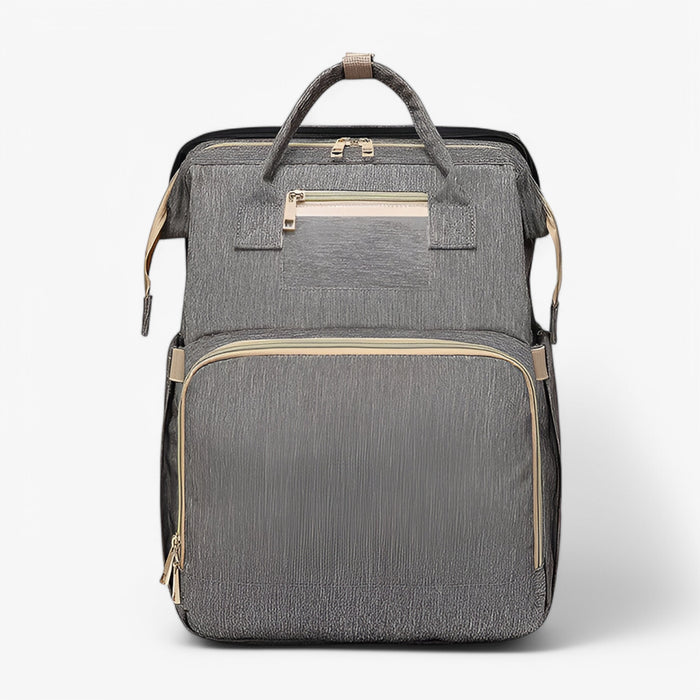 Diaper Backpack with Foldable Travel Bed and Storage Compartments