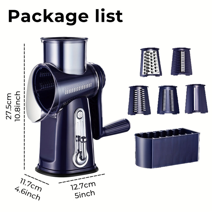Rotating Kitchen Grater 5-in-1 Cheese Grater Vegetable Slicer