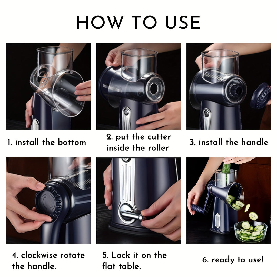 Rotating Kitchen Grater 5-in-1 Cheese Grater Vegetable Slicer