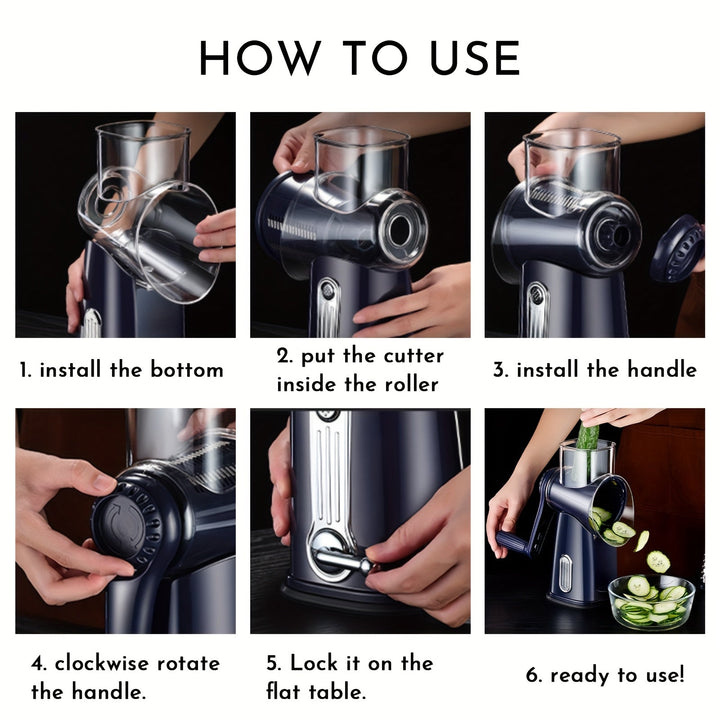 Rotating Kitchen Grater 5-in-1 Cheese Grater Vegetable Slicer