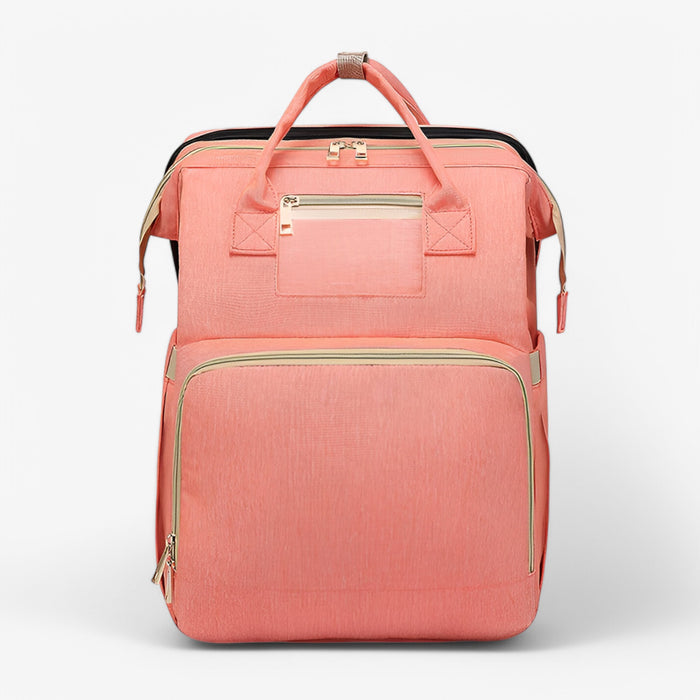 Diaper Backpack with Foldable Travel Bed and Storage Compartments