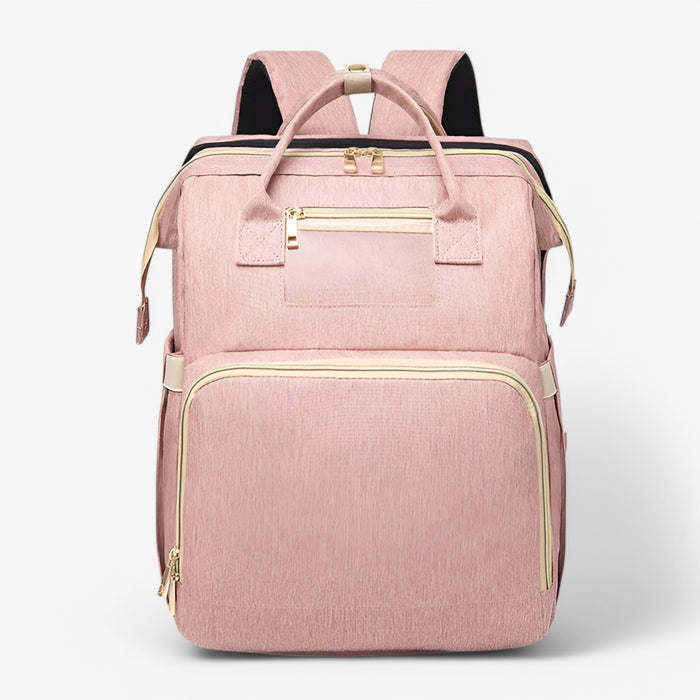 Diaper Backpack with Foldable Travel Bed and Storage Compartments