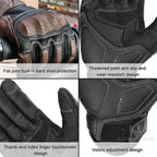 Motorcycle Gloves Retro Style with Touchscreen Fingers and Grip Zones