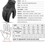 Motorcycle Gloves Retro Style with Touchscreen Fingers and Grip Zones