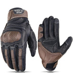 Motorcycle Gloves Retro Style with Touchscreen Fingers and Grip Zones