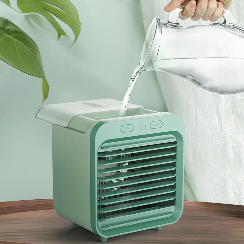 Mini USB Air Cooler with Water Tank and 3 Speed Settings Portable Fan