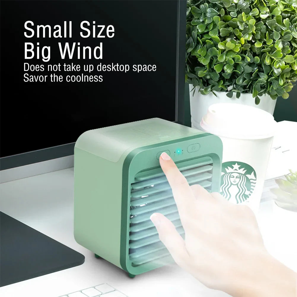 Mini USB Air Cooler with Water Tank and 3 Speed Settings Portable Fan