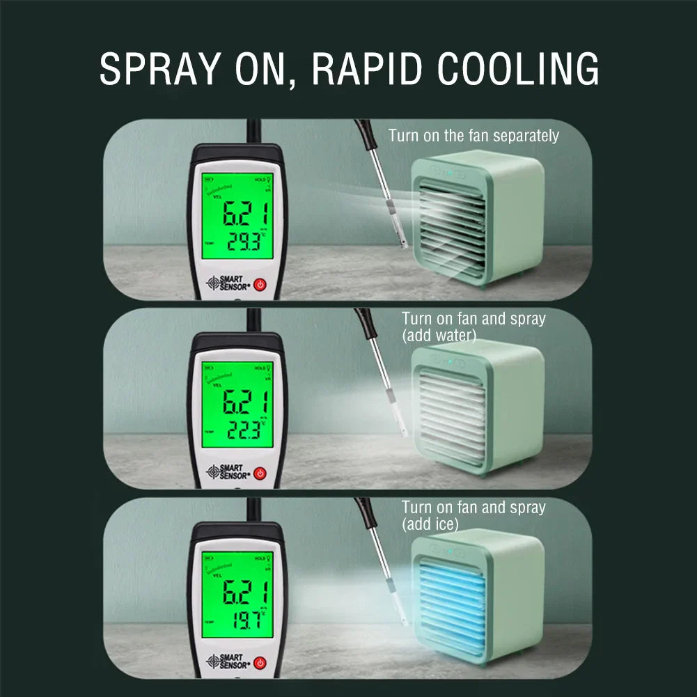 Mini USB Air Cooler with Water Tank and 3 Speed Settings Portable Fan