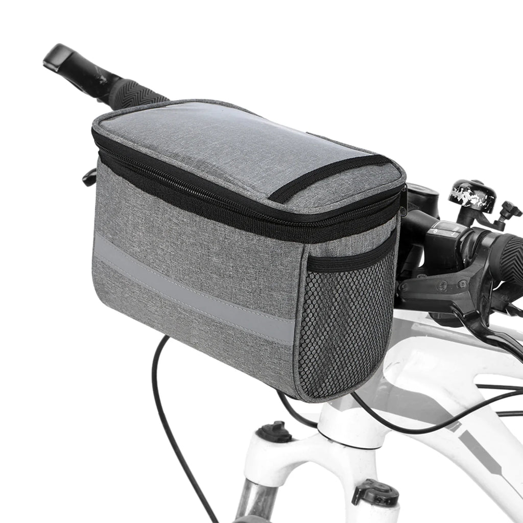 Insulated Bicycle Handlebar Bag with Reflective Strip and PVC Pocket