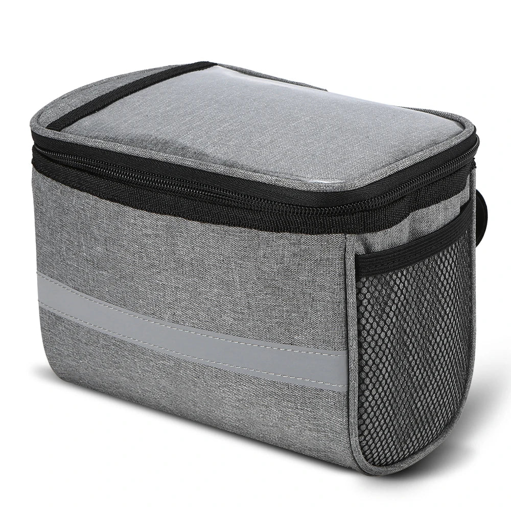 Insulated Bicycle Handlebar Bag with Reflective Strip and PVC Pocket