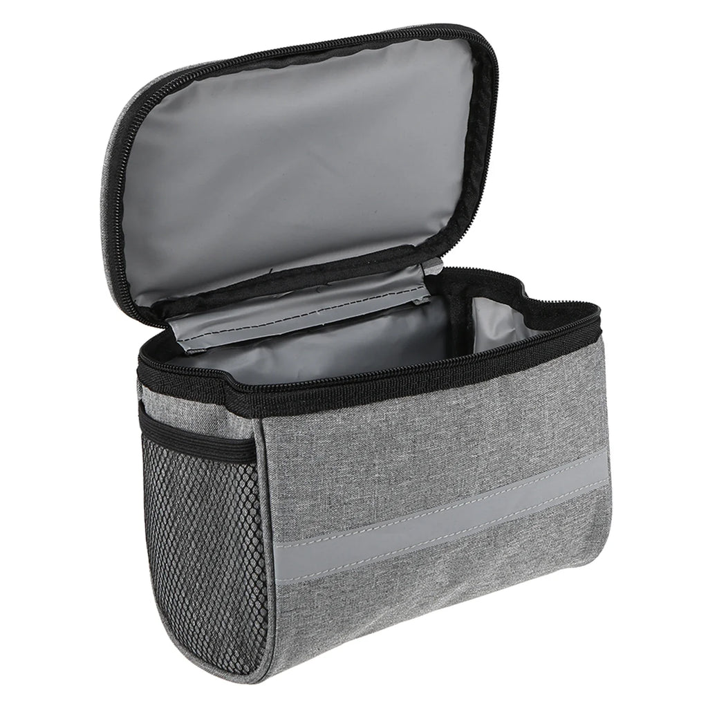 Insulated Bicycle Handlebar Bag with Reflective Strip and PVC Pocket