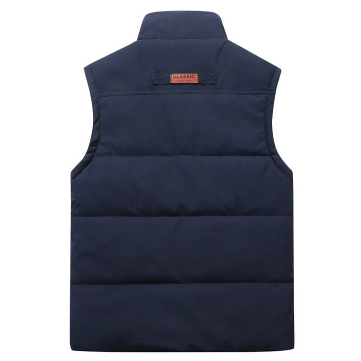 Men’s Padded Vest with Fleece Lining Zip-Up Sleeveless Jacket