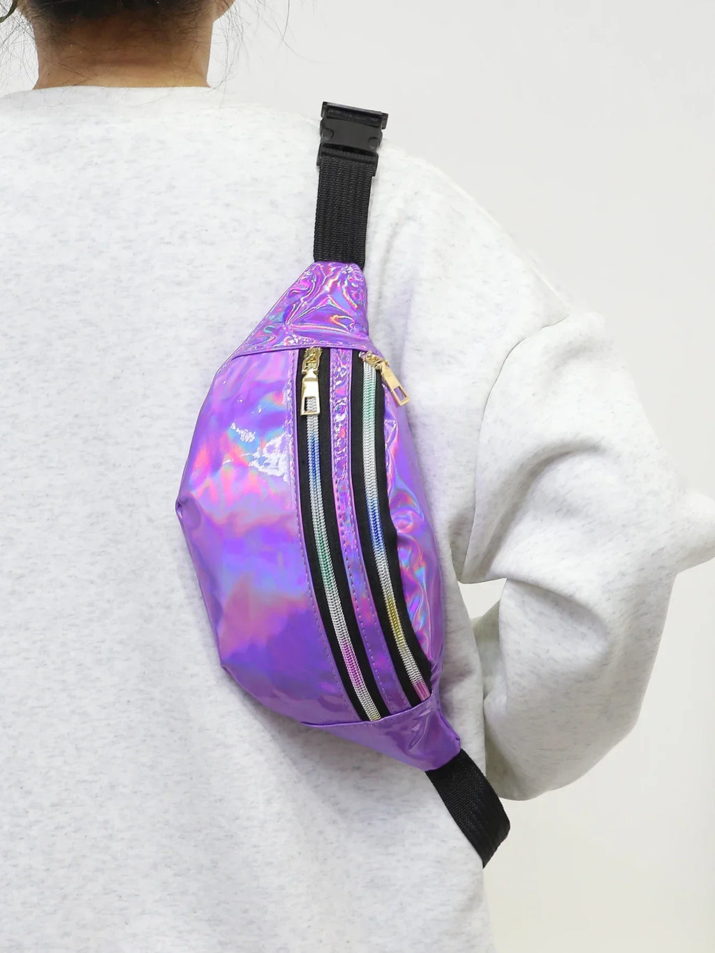 Holographic Hip Bag Crossbody Bag with Adjustable Strap