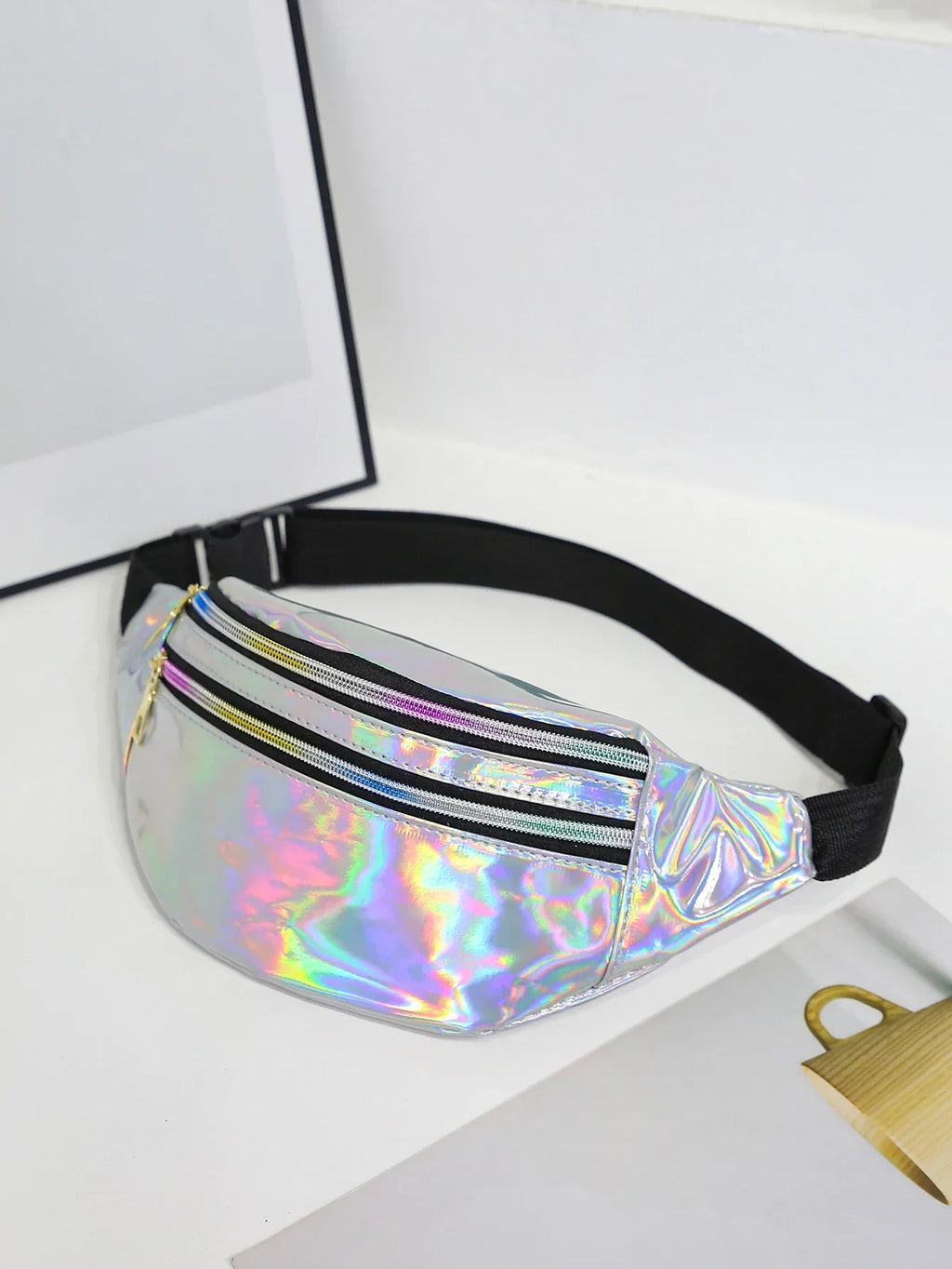 Holographic Hip Bag Crossbody Bag with Adjustable Strap