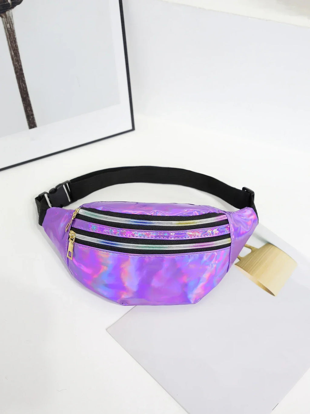 Holographic Hip Bag Crossbody Bag with Adjustable Strap