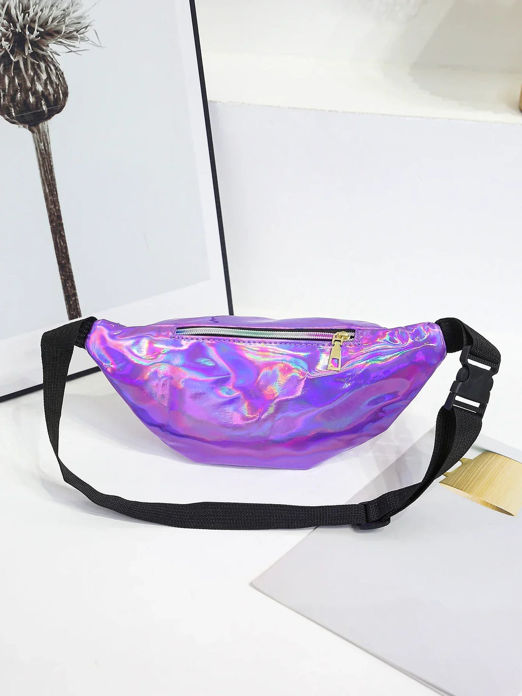 Holographic Hip Bag Crossbody Bag with Adjustable Strap