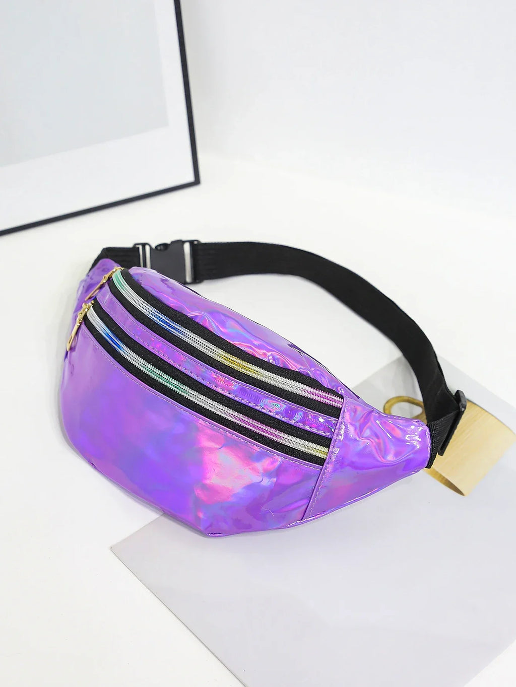 Holographic Hip Bag Crossbody Bag with Adjustable Strap