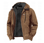 Men’s Hooded Winter Jacket Casual Zip-Up Coat with Pockets
