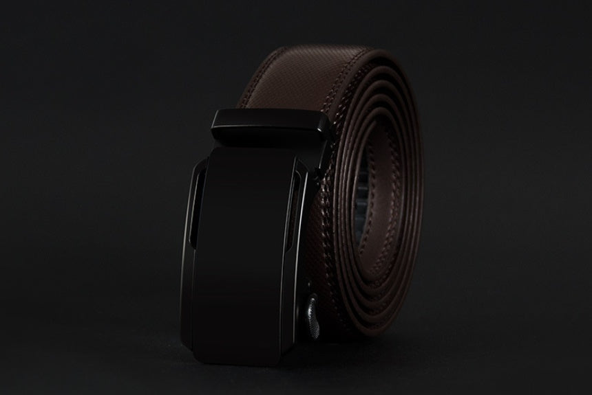 Automatic Adjustable Ratchet Belt Genuine PU Leather Without Holes