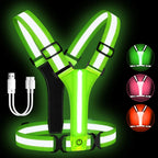 LED Running Vest Rechargeable Reflective Safety Vest 360 Degree Visibility