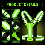 LED Running Vest Rechargeable Reflective Safety Vest 360 Degree Visibility