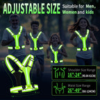 LED Running Vest Rechargeable Reflective Safety Vest 360 Degree Visibility