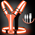 LED Running Vest Rechargeable Reflective Safety Vest 360 Degree Visibility