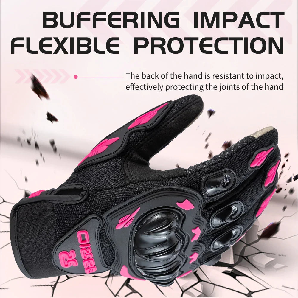 Women Motorcycle Gloves with Knuckle Protection Touchscreen Anti-Slip