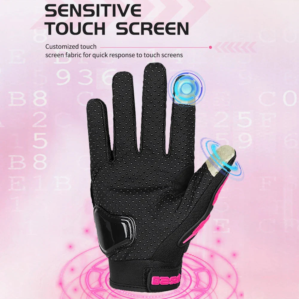 Women Motorcycle Gloves with Knuckle Protection Touchscreen Anti-Slip
