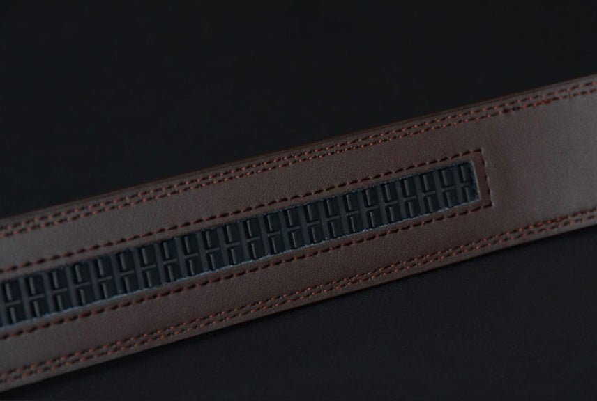 Automatic Adjustable Ratchet Belt Genuine PU Leather Without Holes