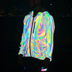 Men's Reflective Windproof Water-Repellent Bike Jacket with Hood and Pockets