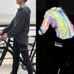 Men's Reflective Windproof Water-Repellent Bike Jacket with Hood and Pockets