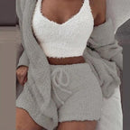 Women 3-Piece Pajama Set with Robe Sleepwear Set