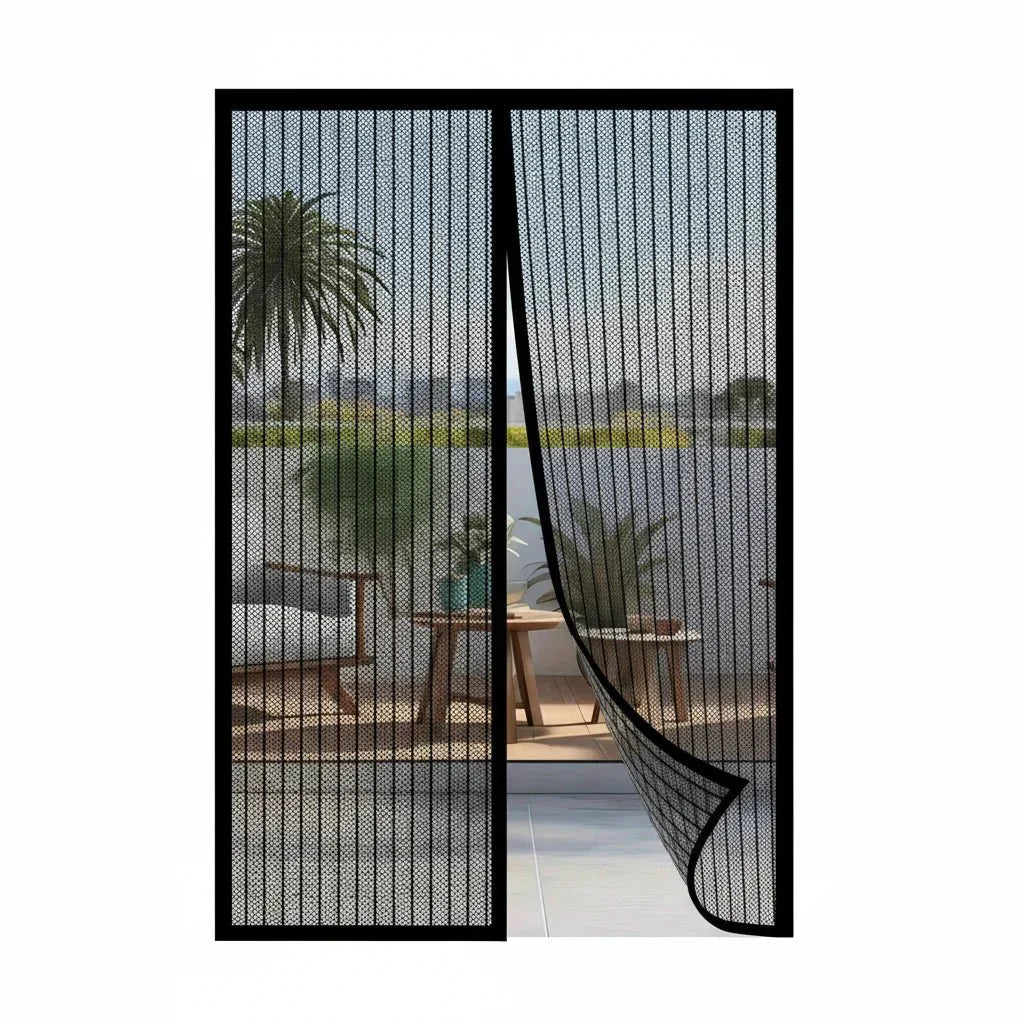 Magnetic Door Screen Curtain with Automatic Closure and Mesh Insect Screen