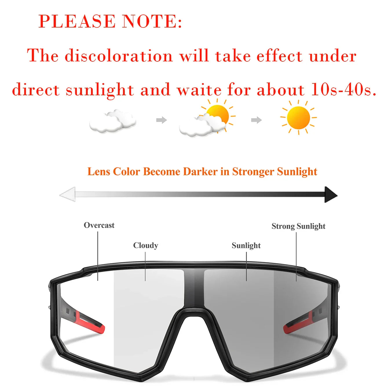 Sport Sunglasses Photochromic UV Protection Lightweight Frame