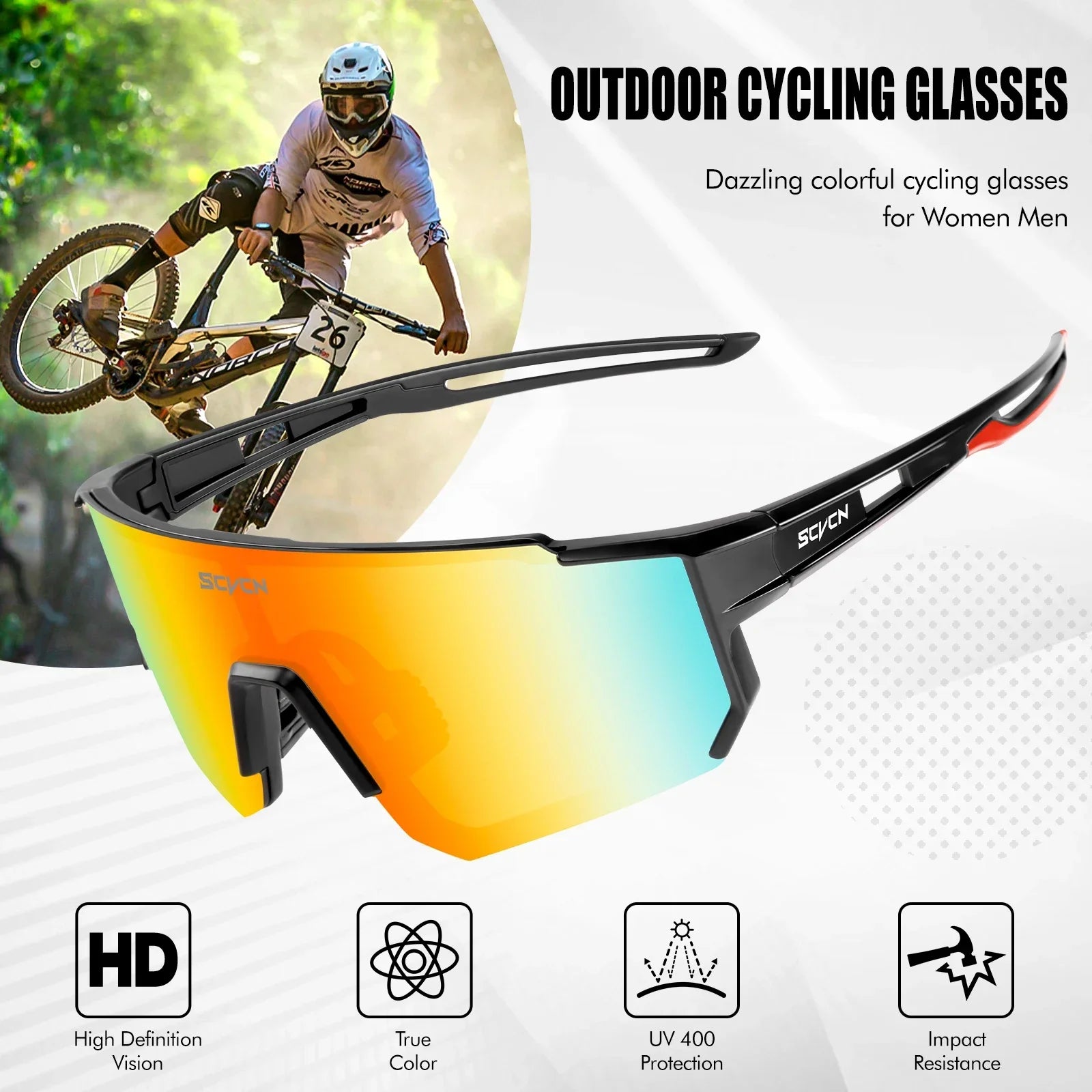 Sport Bike Sunglasses Lightweight Frame UV400 Protection