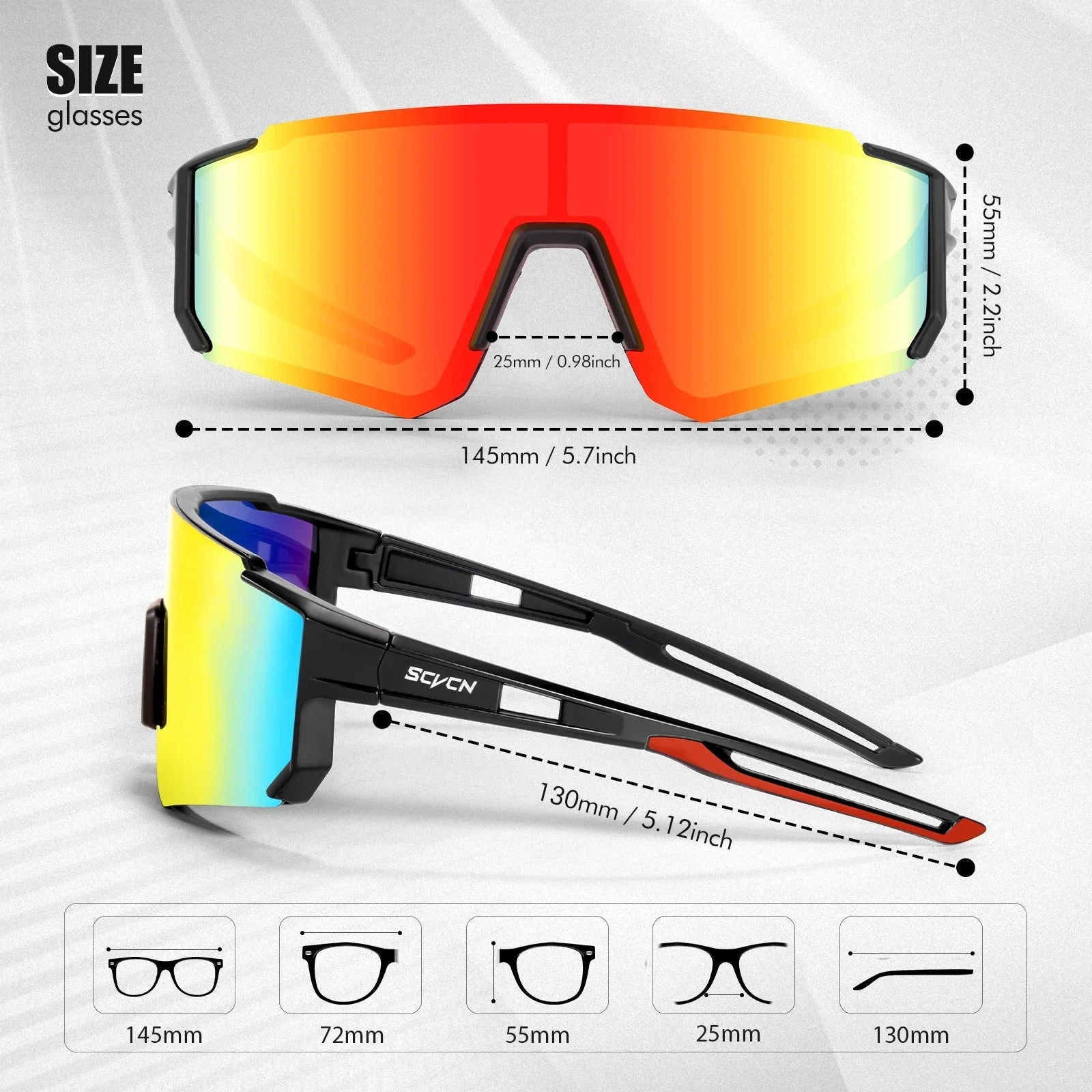 Sport Bike Sunglasses Lightweight Frame UV400 Protection