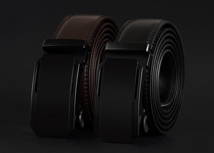 Automatic Adjustable Ratchet Belt Genuine PU Leather Without Holes