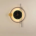 Black Wall Clock with Integrated Lamp for Home Office Decor