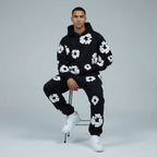 Men's Tracksuit Set with Floral Print Jacket and Pants